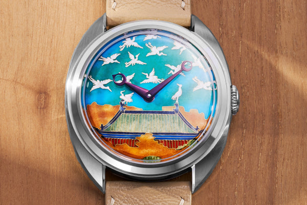 Celadon HH Century Cloisonné "Auspicious Cranes"