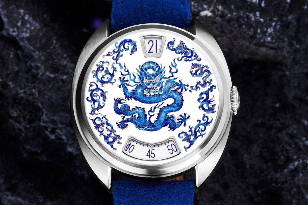 Century Cloisonné "Nine Dragons" Jumping Hour