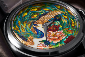 Century Cloisonné "Peacock and Peonies"